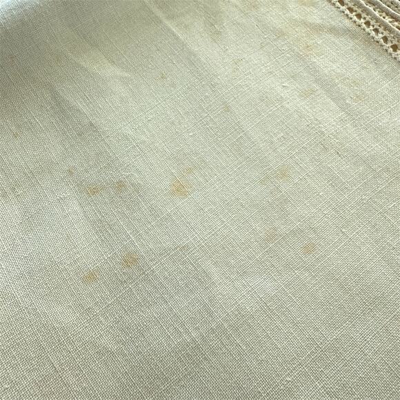 Fine Italian Vintage Linen Tablecloth with 12 Napkins Whitework Monogram Set - Picture 11 of 11